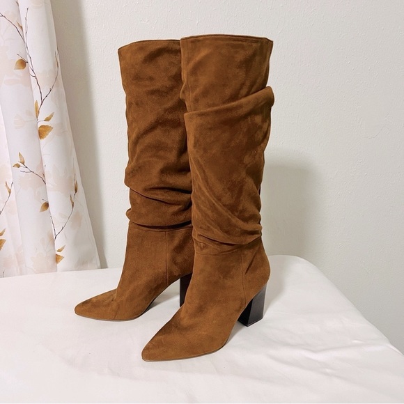 Steve Madden Women’s Size 5.5M Brown Heeled Boots with Slouchy Suede Design - Picture 1 of 10